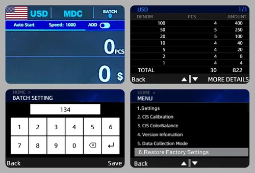 Vista 5 de Contador de billetes mixto con pantalla táctil MA-600S con detección de grado bancario
