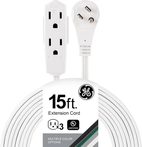 Vista 8 de GE Cable de extensión plano de 3 salidas de 3 pies, cable de extensión a tierra con múltiples tomas, extensor de salida de 3 clavijas, enchufe