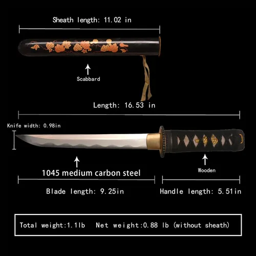Vista 2 de SV Hand Forged Mini Samurai Sword Katana Tanto Japanese Small Samurai Short Sword Full Tang Sharp 16.53 Inch Various Styles Available