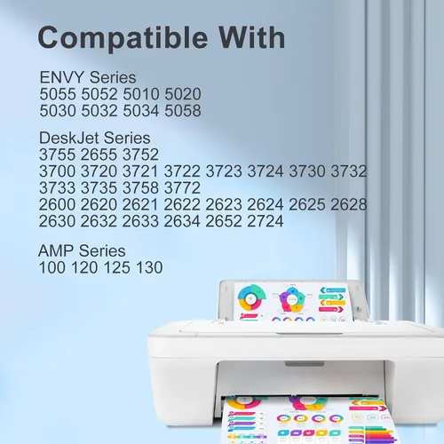 Vista 2 de TEINO Cartucho de tinta remanufacturado de repuesto para HP 65 65XL 65 XL uso con HP Envy 5055 5052 5058 DeskJet 3755 2655 3752 3720 3722 3723 3758