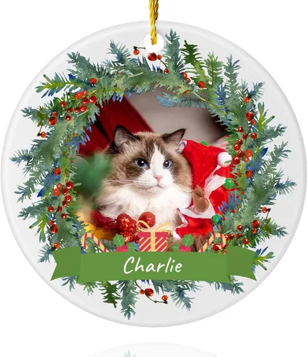 Vista 9 de Adornos de Navidad personalizados para perros 2025 – Adornos de foto de mascota personalizados para decoraciones de árboles de Navidad, adorno