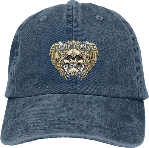 Vista 9 de Cowboy Hat Trendy Hats for Man and Women Djustable Four Season Outdoor Baseball Cap of Hell Skull with Angel Navy Blue