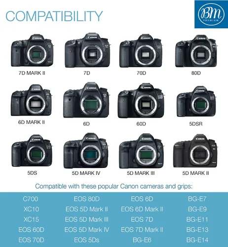 Vista 7 de BM Premium Paquete de 3 baterías LP-E6N de alta capacidad y cargador de doble bahía para cámaras Canon EOS R, EOS 60D, EOS 70D, EOS 80D, EOS 90D