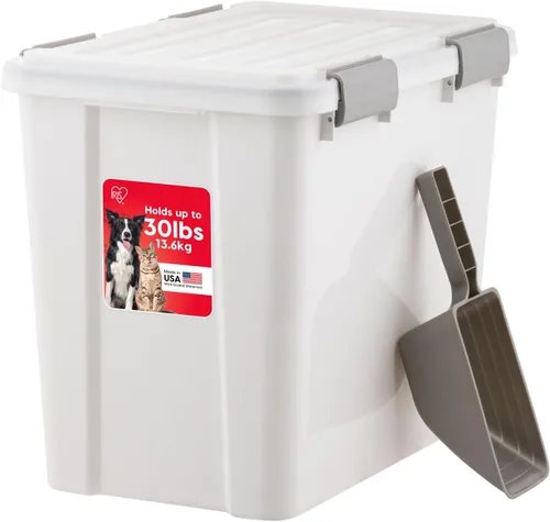 Vista 12 de IRIS USA Contenedor apilable de almacenamiento de alimentos para perros con cuchara de 2 tazas, 4 cierres seguros, se adapta a hasta 30 libras