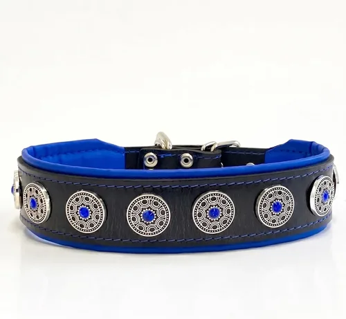 Vista 3 de Bestia Bijou - Collar de cuero para perro, collar de perro suave de 2 pulgadas de ancho con cojín ortopédico para mayor durabilidad y comodidad