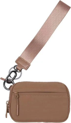 Vista 13 de YDF Cartera de nailon RFID de 2ª generación para mujer, cartera de pulsera con ventana de identificación, ranura para lápiz labial y llavero