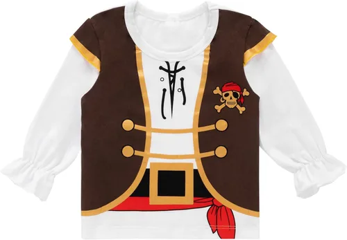 Vista 2 de Auggle Conjunto de pirata para niños pequeños, disfraz de Halloween, manga larga con bufanda para la cabeza