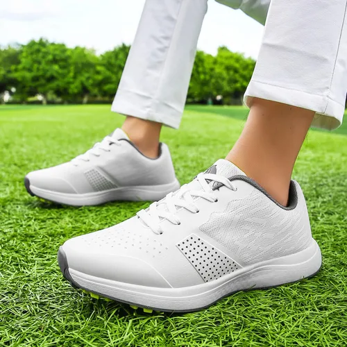 Vista 4 de Zapatos de golf para hombre, zapatos de golf profesionales, transpirables, sin pinchos, zapatos deportivos antideslizantes para caminar
