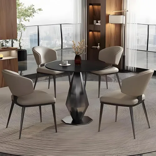 Vista 9 de YVYKFZD Office Reception Room Club Table and Chair Set, Simple Kitchen Dining Table Set, Round Conference Table Coffee Table, Unique Conference Room