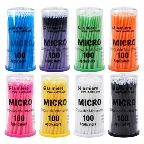 Vista 6 de LA MIERE 400 piezas de cepillos dentales con micro aplicadores finos, microhisopos cilíndricos desechables de 1mm, negros
