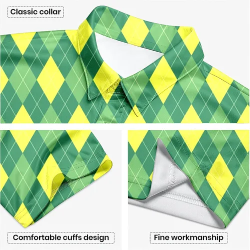 Vista 54 de Camisa de golf de los años 80 para hombre, ajuste seco, manga corta, estampada, divertidas, camisas de golf de los años 90 para hombre