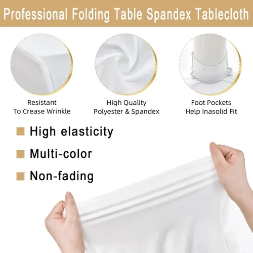 Vista 4 de Mantel rectangular personalizado, tamaño de 4 pies/6 pies, personalizado con logotipo/texto/imagen, material de elastano y poliéster, lavable a