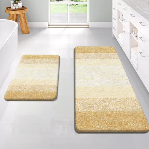 Vista 111 de OLANLY - Juego de tapetes para baño de 2 piezas, de microfibra, suaves y absorbentes, antideslizantes, lavables a máquina y para secadora, felpudos