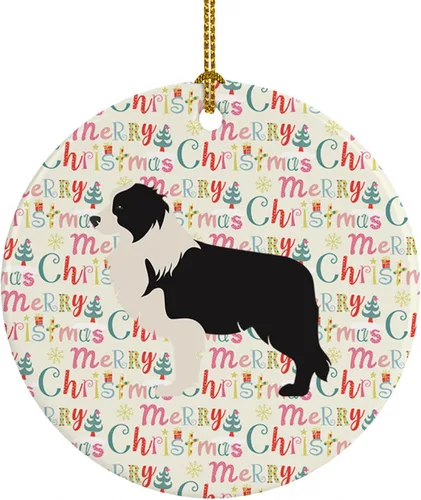 Vista 48 de Caroline's Treasures Affenpinscher - Adorno de cerámica con texto en inglés "Merry Christmas", multicolor para colgar en el árbol de Navidad