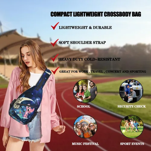 Vista 3 de Pcoxeim Cartoon Anime Crossbody Sling Backpack for Women Men Gifts Multipurpose Sling Bag Travel Hiking Gym Chest Bag Daypack