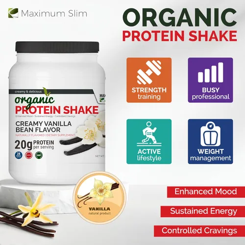 Vista 4 de Maximum Slim Batido de proteínas orgánico - Sabor cremoso de vainilla