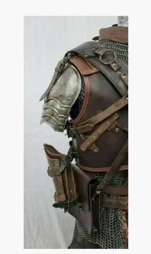 Vista 3 de Armadura completa de cuero medieval Samurai - Armadura de cuero para LARP y cosplay conjunto completo de cuero