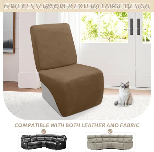 Vista 286 de Arfntevss Fundas de sofá seccional reclinable de terciopelo, Funda de sofá seccional de esquina para sofá reclinable, Funda elástica suave