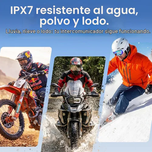 Vista 5 de Auriculares de intercomunicador para 2 conductores, cascos de motocicleta, con cancelación de ruido y música compartida, auriculares Bluetooth