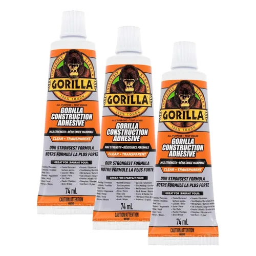 Vista 6 de Gorilla Max Strength - Adhesivo transparente para construcción, tubo de compresión de 2.5 onzas, transparente, (paquete de 1) Gap-Filling and