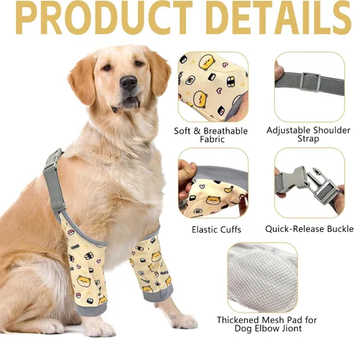 Vista 3 de Protector de codo de perro para callos de las piernas delanteras, manga de recuperación de articulaciones de perrito para evitar lamer, coderas