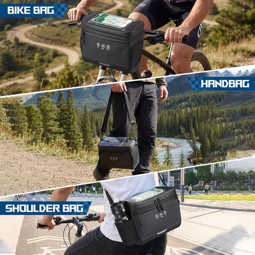 Vista 8 de WOTOW Bolsa para Manillar Delantero de Bicicleta - Bolsas de Canasta para Manillar de Bicicleta Grande Reflectante Impermeable Alforja