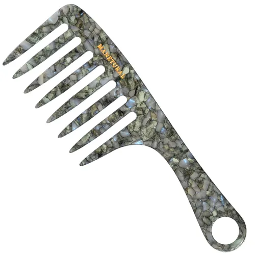 Vista 19 de D1 Peine de mango de dientes anchos para cabello rizado Eleva, conserva el rizo, suaviza el cabello. Peine de acetato (morado brillante)