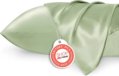 Vista 20 de Bedsure Paquete de 2 fundas de almohada de satén similares a las fundas de almohada de seda tamaño estándar, funda de almohada para mujeres que