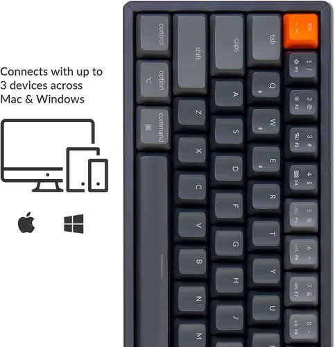 Vista 3 de Keychron K14 70 diseño de 72 teclas Bluetooth inalámbricoUSB con cable mecánico para Mac con interruptor rojo Gateron G Pro multitarea
