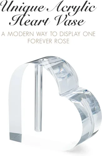 Vista 6 de Forever Rose - Rosa real sumergida en plata, rosa preservada hecha a mano en jarrón de corazón acrílico y lujosa caja de regalo dorada, regalo