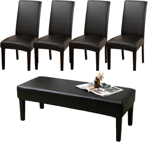 Vista 16 de CRFATOP 4 Piezas de Fundas Elásticas para Silla de Comedor con Funda para Banco Fundas Impresas para Silla de Comedor Fundas para Cojín de Asiento