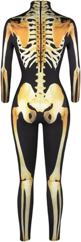 Vista 4 de Disfraz de calavera con estampado de calaveras de Halloween, color rosa