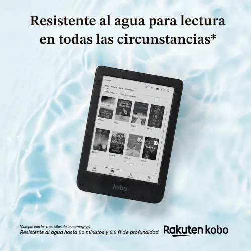 Vista 3 de Kobo Clara BW eReader, pantalla táctil de 6", impermeable, 16GB, negro Pantalla táctil antideslumbrante de 6", ComfortLight PRO, modo oscuro