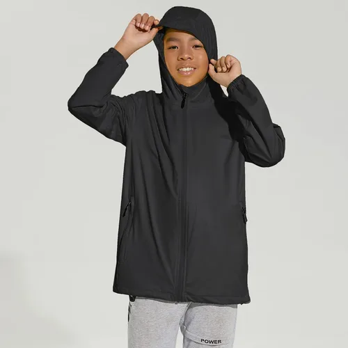 Vista 2 de DEVOROPA Chaqueta impermeable para niños jóvenes, ligera, plegable, para ciclismo, correr, cortavientos con capucha
