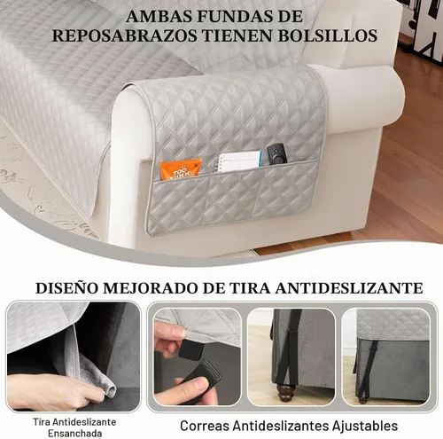 Vista 4 de HDCAXKJ Fundas de sofá esquineras para sofá seccional, protector de muebles, Gris claro, XXL
