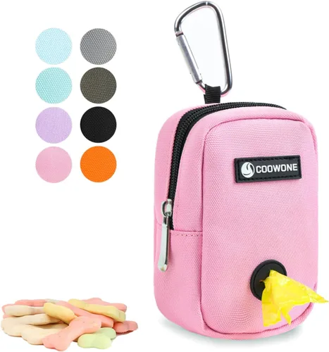 Vista 14 de Bolsa de golosinas para perros, soporte para bolsas de excrementos de perro para correas, contenedor de aperitivos para mascotas con bolsa