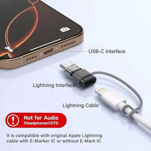 Vista 4 de Paquete de 4 adaptadores Lightning a USB C para iPhone 15/16/16 Pro Max/Plus, Samsung S24, soporta carga y transferencia de datos, cable conector