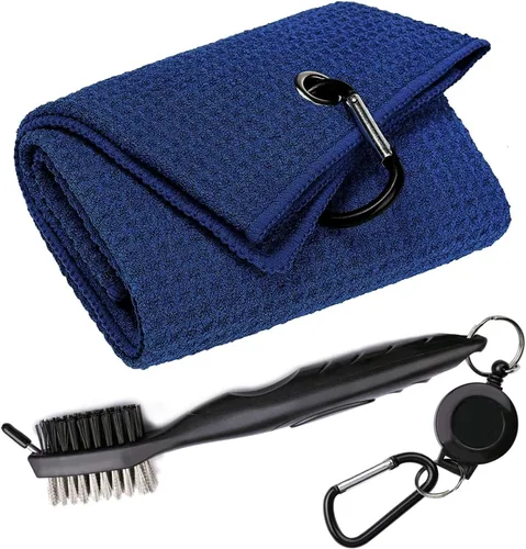 Vista 14 de Toallas de Golf, Toalla de Golf de Microfibra con Patrón Waffle Tri-fold - Kit de Herramientas de Cepillo con Limpiador de Ranuras del Club, con 2