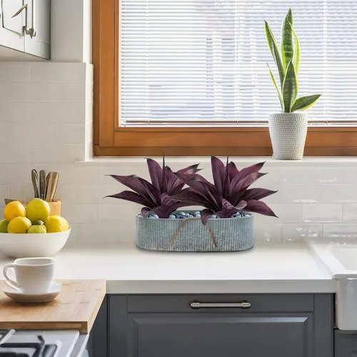 Vista 6 de Ttranewsoo Plantas Artificiales de Agave para Interiores, Resistentes a los Rayos UV, Maceteros Falsos de Agave para Decoración Exterior, Plantas