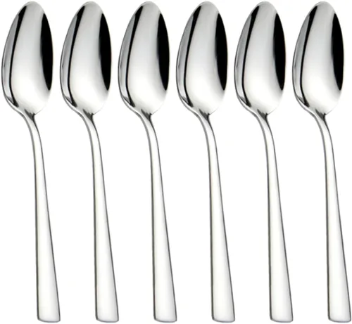 Vista 8 de Cucharas de postre 6 unidades, 7.08 pulgadas, acero inoxidable 18/0, plata