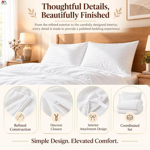 Vista 94 de ARlinen Juego de funda de edredón de tamaño individual, 100% algodón egipcio, juego de ropa de cama de 3 piezas con cierre de cremallera, incluye 1
