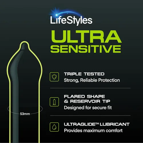 Vista 4 de LifeStyles Preservativos Ultra Sensibles de Látex Natural Lubricados Premium Paquete de Valor - 50 Unidades, 1 Paquete - Triple Probados