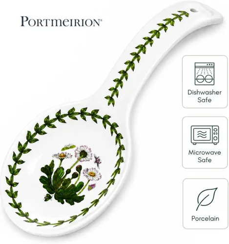Vista 5 de Portmeirion Botanic Garden - Soporte para cuchara de cocina y encimera de cocina, diseño floral de margaritas, hecho de porcelana, 8.75 pulgadas