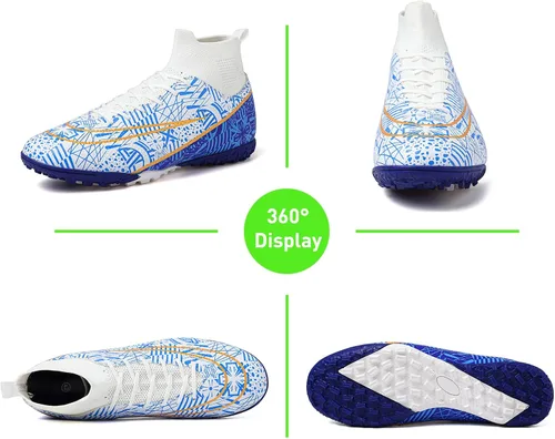 Vista 4 de RDGO Tacos de fútbol para hombre y mujer, zapatos de fútbol para interiores y exteriores