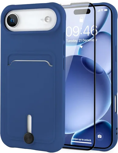 Vista 48 de MZELQ Cartera de TPU Compatible con Funda iPhone 12, Portarjetas Protección de Cámara Cubierta + Protector de Pantalla, Ranura Empujable para Niñas