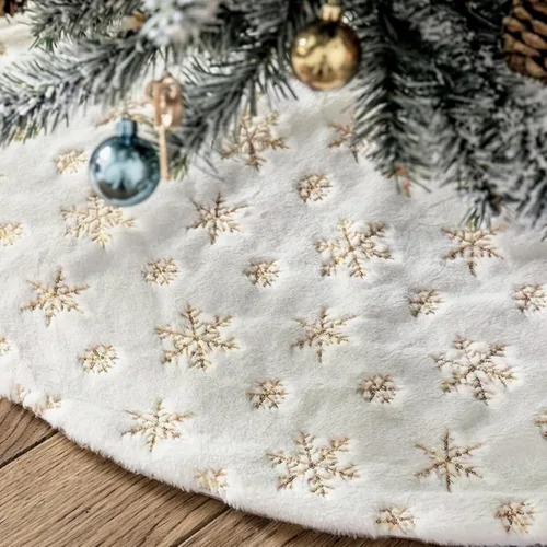 Vista 4 de CHICHIC Falda de Árbol de Navidad Grande de 36 Pulgadas Falda de Árbol Blanca Faldas de Árbol de Navidad de Piel Sintética Decoraciones de Navidad