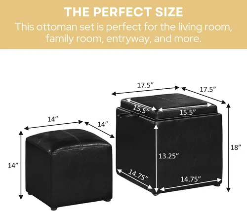 Vista 2 de Designs4Comfort Park Avenue - Otomana individual con taburete y bandeja reversible