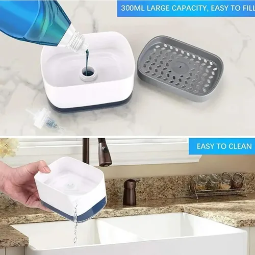 Vista 9 de Dispensador de jabón para platos, sensor de mano de plástico inteligente, dispensador de jabón 2 en 1, dispensador de jabón para cocina, dispensador