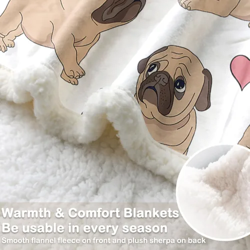 Vista 4 de Sleepwish Manta reversible de forro polar sherpa suave para bebé amante de los pug (30 x 40 pulgadas)