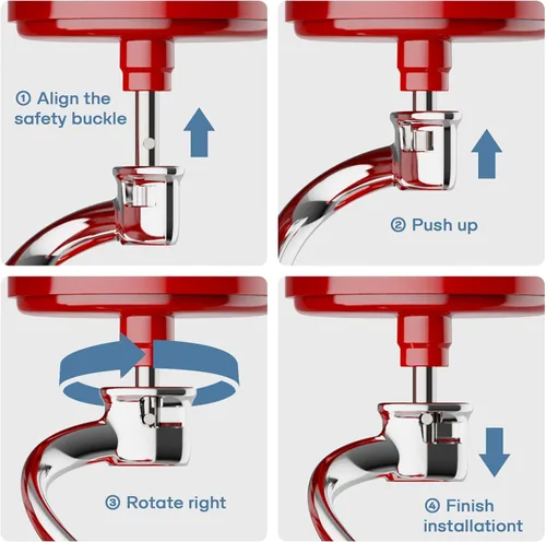 Vista 2 de Gancho de masa en espiral de acero inoxidable para mezcladores de pie Kitchenaid 5Plus y 6QT con sistema de elevación de tazón, gancho de masa
